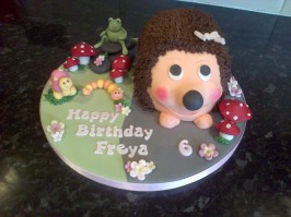 Hedgehog and animals 6th birthday cake